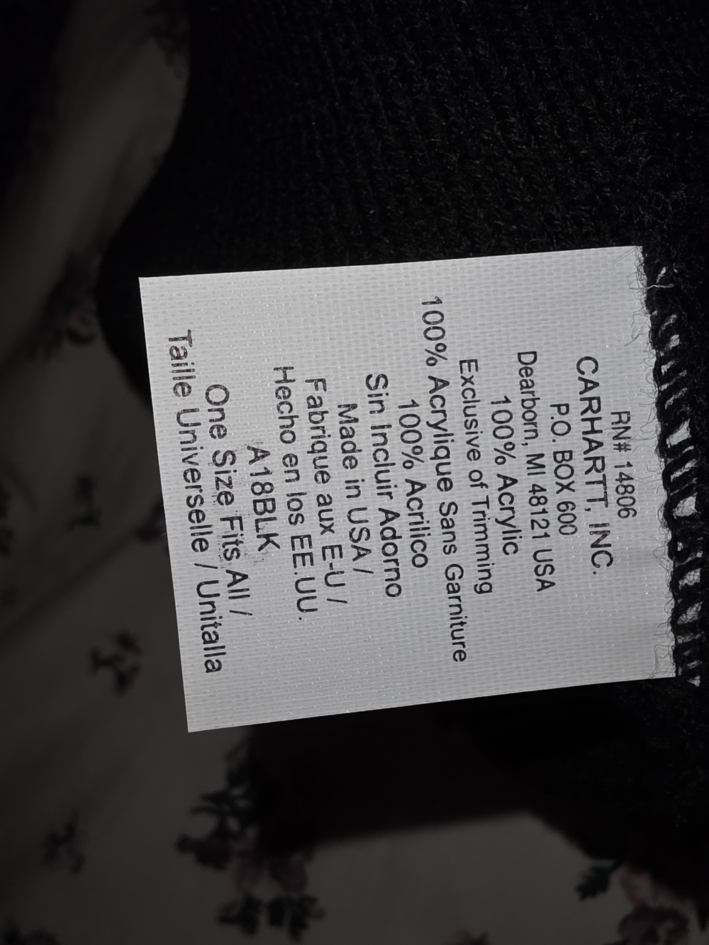 Carhartt Black Knit Beanie with Logo Patch - Picture 4 of 4